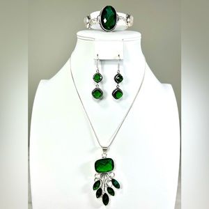 Green Quartz Moonstone 925 Pendant Bracelet Earrings ONLY